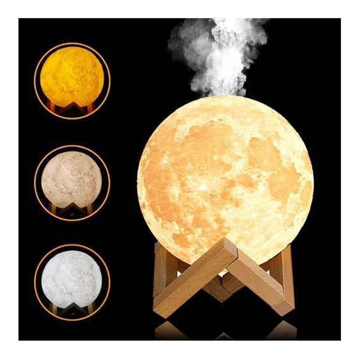 Humificador Lampara Luna Base de Madera