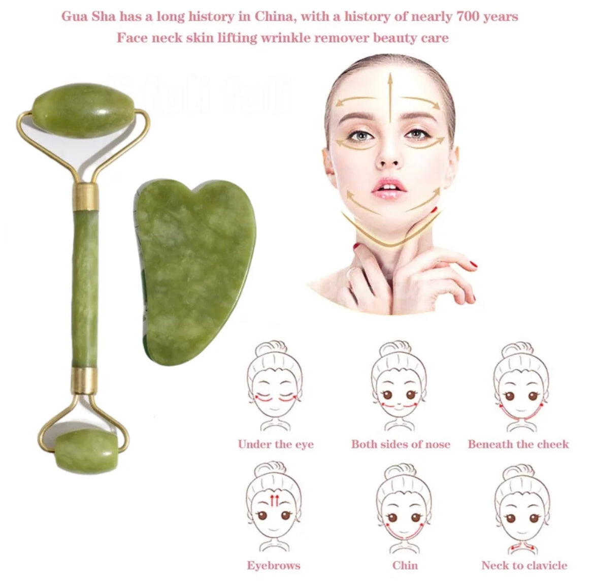 Kit Rodillo Facial Jade Guasha Lifting