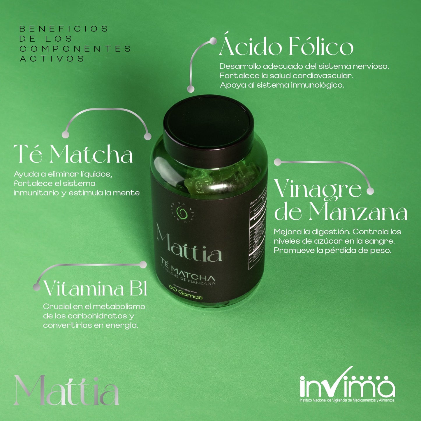 Gomas De Te Matcha Vinagre De Manzana