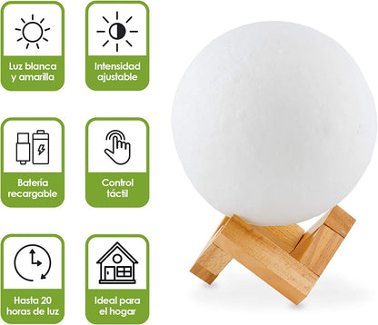 Humificador Lampara Luna Base de Madera
